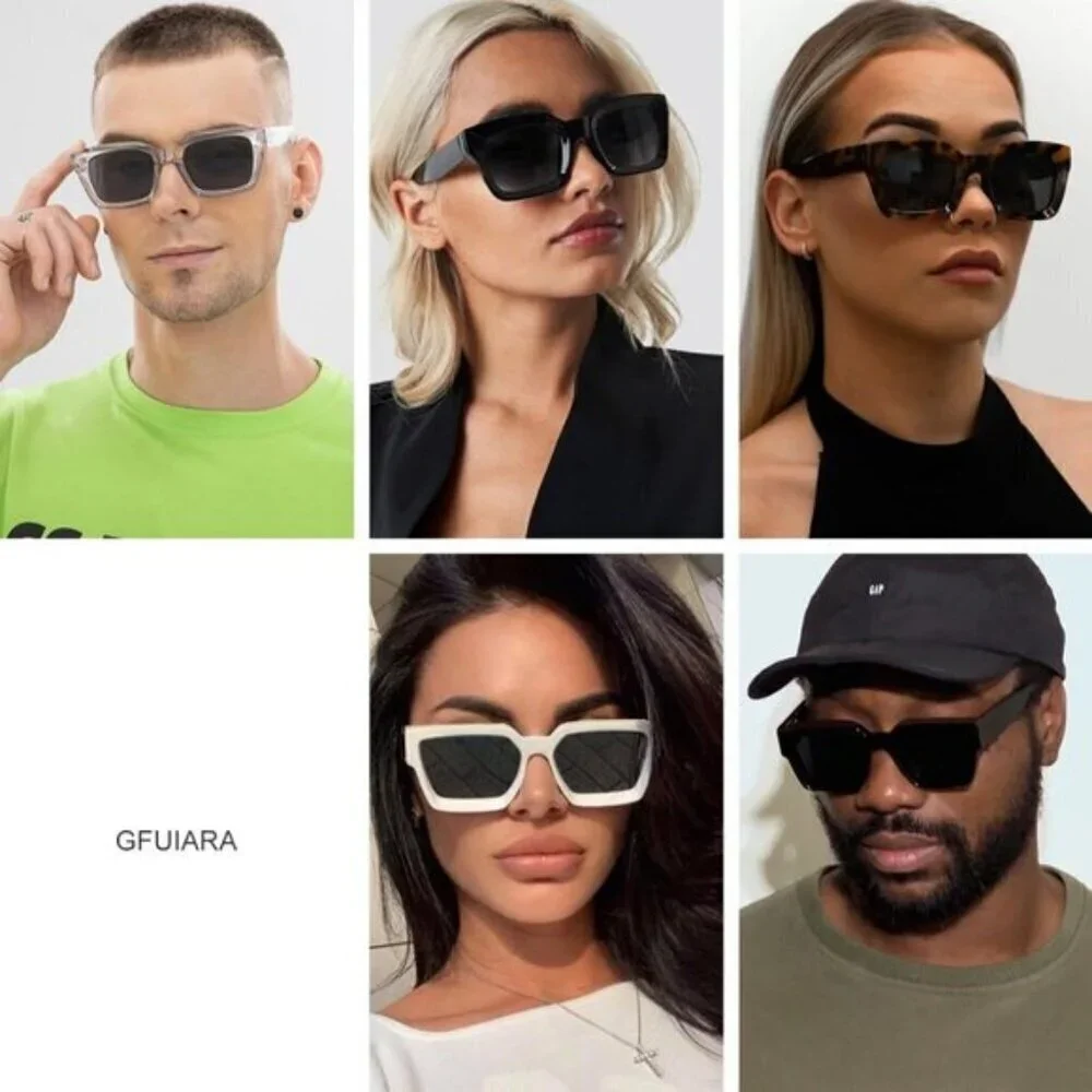 ⚡Men Blue Fashion Thick Trendy Square Shades Rectangle Designer SunGlasses
